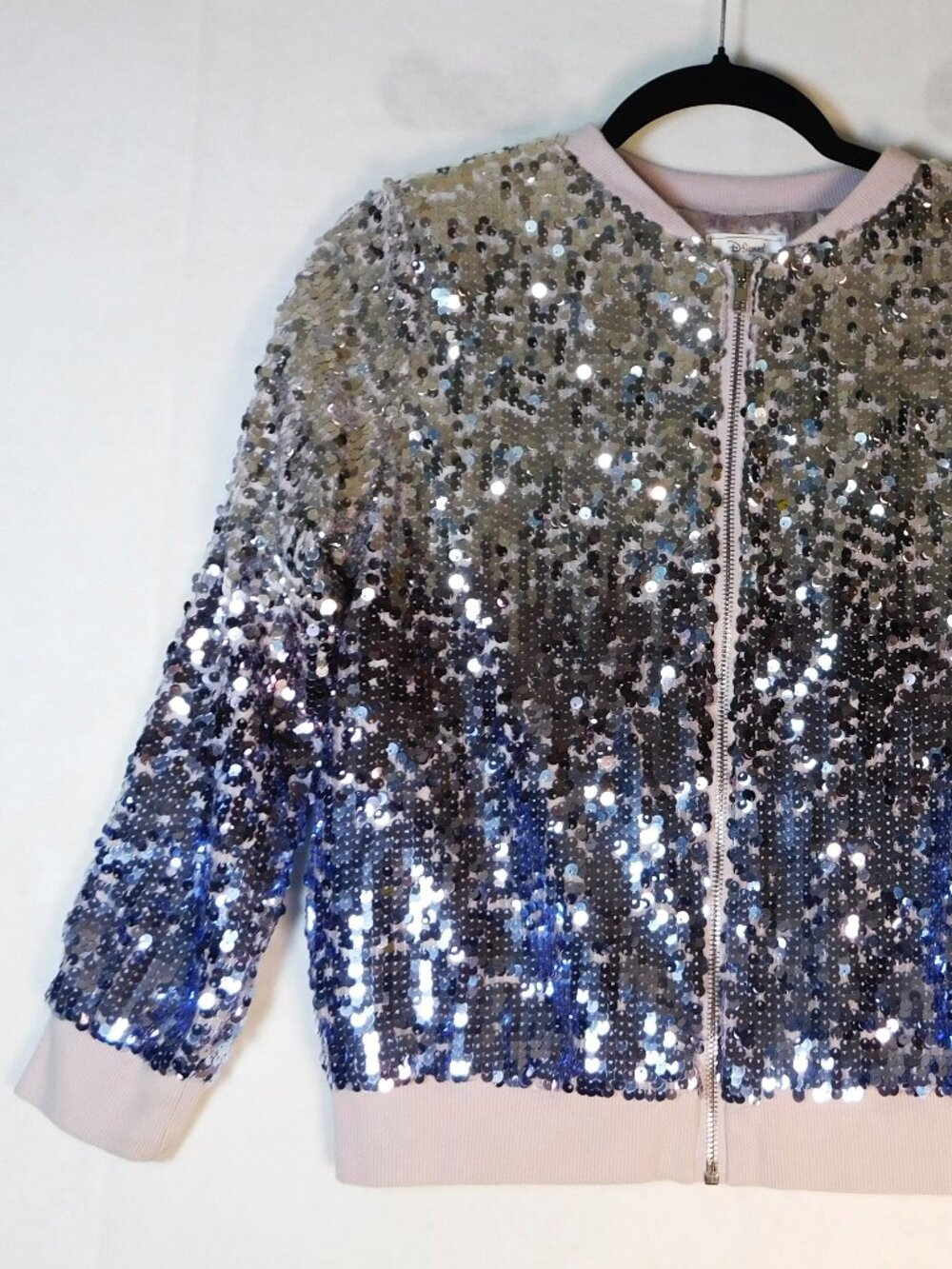 D-Signed Disney Frozen II Girl's Large Sequined Purple Long Sleeve Zip Up Jacket